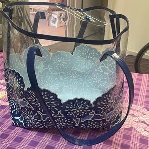 Vera Bradley Blue and Clear Floral Tote